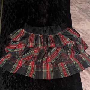 Ralph Lauren Tartan Ruffle Mini Skirt - Red and Black